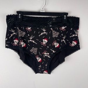 Torrid Curve Sexy Brief Black Christmas Skelton Size 3 NWT